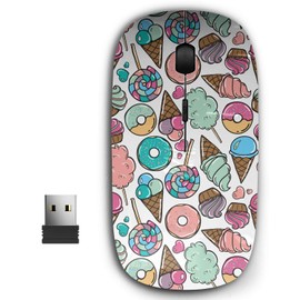 KAWAMOUSE 2.4G Ergonomic Portable USB Wireless Mouse for PC, Laptop, Computer, Notebook with Nano Receiver (Candy Donuts Sweet)
