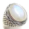 Genuine Moonstone Men's Solid Sterling Silver Ring Size 62, Sterling