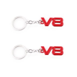 V8 Keychain for Car Keyring Decoration Badge V8 Emblem Sticker Pack of 2, red, Unit size