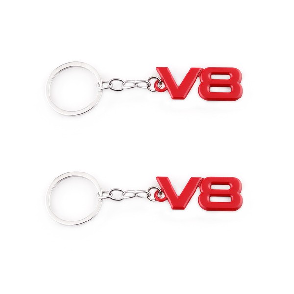 V8 Keychain for Car Keyring Decoration Badge V8 Emblem Sticker