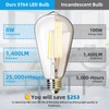 4-Pack Vintage 8W ST64 LED Edison Light Bulbs 100W Equivalent,