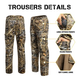 YEVHEV Hunting Pants for Men Camouflage Clothing Gear Windproof Fleece Lined for Winter