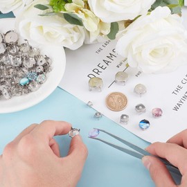 UNICRAFTALE 7 Sizes About 350pcs 6/8/10/12/14/16/18mm Stainless Steel Rhinestone Claw Settings Flat Round Empty Claw Set for Rhinestone Pendant Blanks Resin Jewelry Making Stainless Steel Color