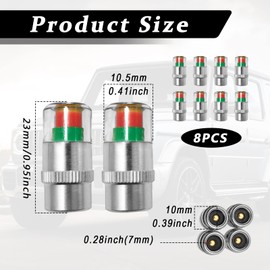 8Pcs Universal Alarm Tire Stem Caps, 3 Colors, Universal Car, SUV, Truck