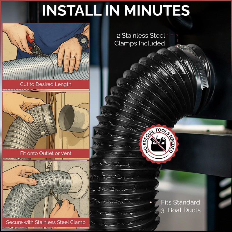NautiPro Boat Blower Hose 3 Inch – Marine Exhaust Ventilation