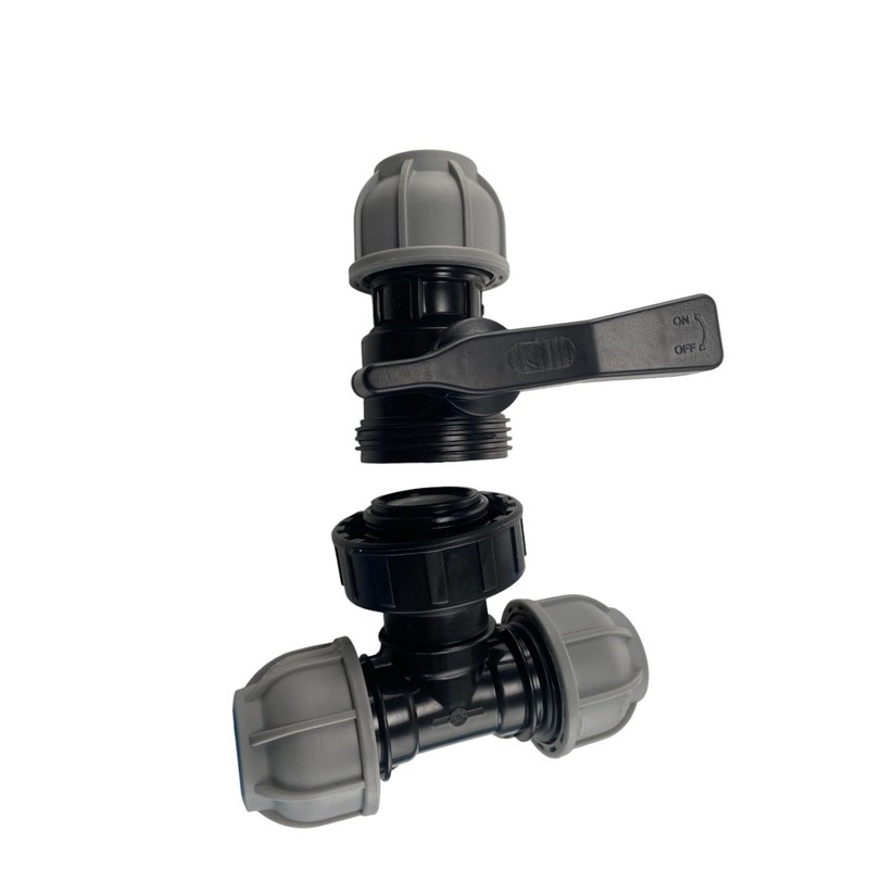 mdpe Compression Water Pipe tee Junction with Full Flow Control