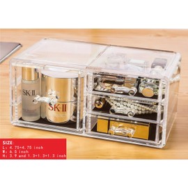 Cq acrylic Makeup Organizer Skin Care Large Clear Cosmetic Display Cases Stackable Storage Box With 9 Drawers For Vanity,Set of 4