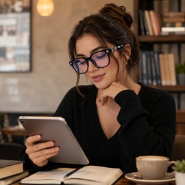 Oversized Blue Light Glasses for Women – Rhinestone Decor Computer Eyewear for Stylish Screen-Time Comfort
