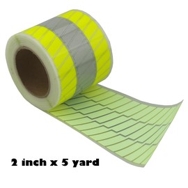 NOZUONO High Visibility Silver Reflective Heat Transfer Vinyl Iron On Tape for Clothing Fluorescent Yellow Striped-2# (2 Inch x 5 Yard)