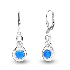 Lecalla 925 Sterling Sliver Jewelry Leverback Infinity Birthstone Earrings for Women (6 MM Turquoise)