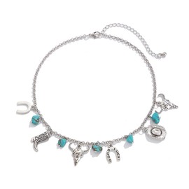 Nexoluxa Boho Choker Necklace for Women Western Leather Shell Cord Trendy Layered Western Turquoise Accessories Necklaces Jewelry for Women - Choker