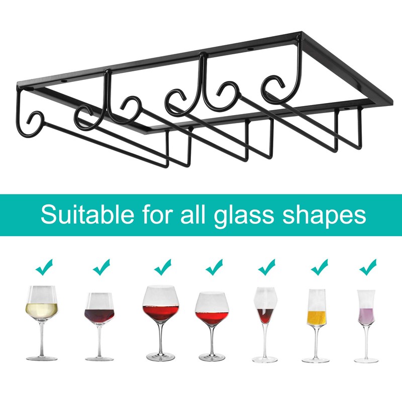 MOCOUM Under Cabinet Glass Rack, Stemware Hanger - 3 Rows