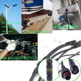 YETOR Waterproof Connectors 4 Wire,16AWG Male Female Plug LED Connector with M20 Electrical Cable Connector,IP68 20CM Extension Cable for Car, Truck, Boat,Indoor/Outdoor LED Strip Lights