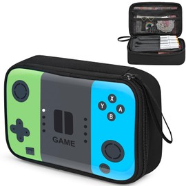 KANOFO Gamer Pencil Case for Boys, Large Pencil Bag for Kids with Durable Handle, Functional Gaming Pen Organizer Cables Bag, Separate Pockets Pencil Pouch for Teens School Student