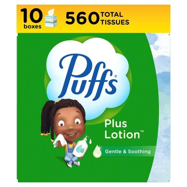 Puffs Plus Lotion Facial Tissues 56 Count Pack Of 10