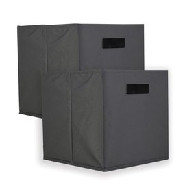 Simply Organized 11 Inch Cube Storage Bins - 2 Pack -, Fabric Cubes Organizer Baskets with Handle, Foldable Basket for Closet or Collapsible Storage Box, 11x11x11 (Black)
