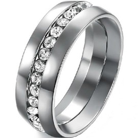 Jude Jewelers 8MM Stainless Steel Wedding Band Engagement Eternity Ring (Silver, 10)