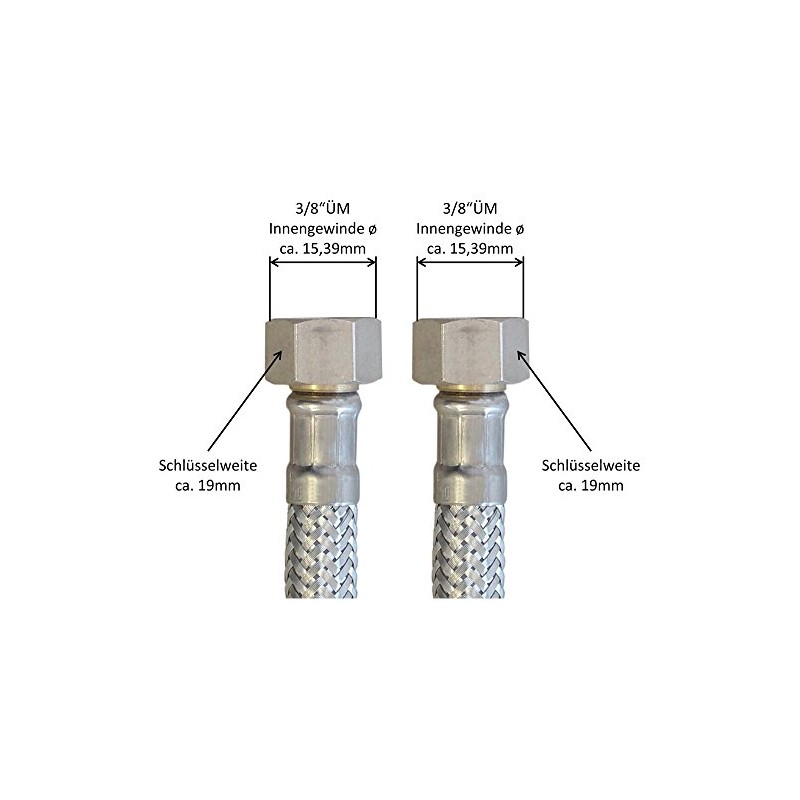 Reinforced hose 3/8 inch nut x 3/8 inch nut, flexible