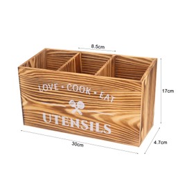 Kitchen Utensil Holder, Wooden Cooking Spoon Holder, Kitchen Organiser, Utensil Organiser for Worktop, Kitchenware Rack with Three Compartments, Cooking Tools for Farmhouses for Worktops Organiser