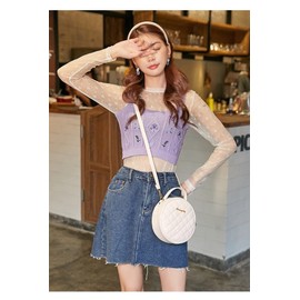 Bwill Shoulder Bag, Pouch, Handbag, Small, Women's, Girls, Rounded, Cute, Stylish, Cross-body, white, Free size