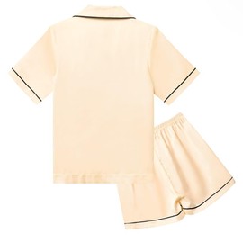 Big Girls Boys Pajamas Satin Pj Sets Kids Champagne Silk Summer Nightshirts,Size 12 13