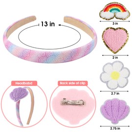 JIAHANG Baby Girl Interchangeable Headbands and Clips Set, Flower and Rainbow Headband, DIY Charm Hair Bands, Hair Accessories for Toddler Kids Teens (felt)