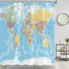 TOMOZ Map Shower Curtain, World Map Shower Curtain Fabric, Geography