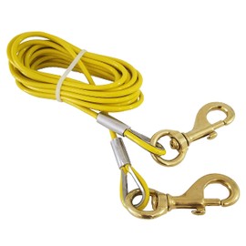 Coopers Bay Outdoors Heavy Duty Dog Tie Out Cable w/Solid Brass Swivel Snaps - Yard Tie Out for Dog - Available in Multiple Lengths - Dog Cable for Large Dogs Heavy Duty (5 Foot), Yellow