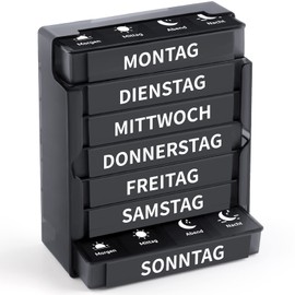 Opret Opret Tablettenbox 7 Tage Morgens Mittags Abends Nachts, Pillendose Medikamentenbox Pillenbox 4 Fächer Tablettendose Tabletten Wochenbox Supplement Box Organizer