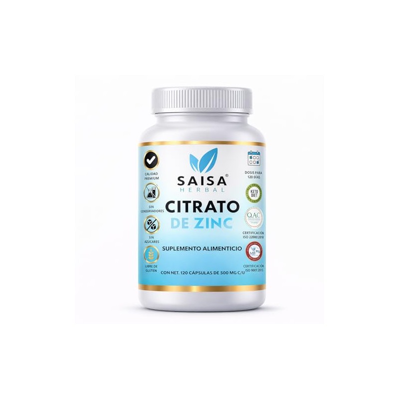 Citrato de Zinc | 15 mg de Zinc Elemental por