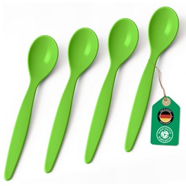 Organic Spoons Set of 4 - 14 cm Reusable Spoons BPA-Free, Dishwasher Safe & Recyclable - Made of Sugarcane, Lightweight & Non-Toxic - Ideal for Children, Picnic & Everyday Use - Made in Germany