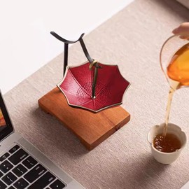 WAYUTO Ceramic Tea Strainer Filter Creative Unique Aesthetic Tea Infuser Chinese Porcelain Tea Strainer for Loose Tea Leaker Umbrella Tea Strainer with Handle Decorative Kung Fu Tea Ceremony Accessory