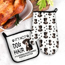Mingnei German Shorthaired Pointer Oven Mitts and Pot Holders Sets,German Shorthaired Pointer Kitchen Gifts,GSP Dog Heat Resistant Potholder Kitchen Decor for Dog Lover Gifts,GSP Gifts Oven Glove Set