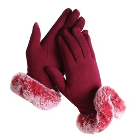 Belle Dame Women’s Touchscreen Gloves Texting Gloves Winter Gloves Driving Gloves Warm Lining with Faux Fur (GL515-RD)