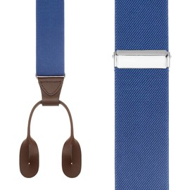 Grade Code Mens Button End Suspenders 49 Inch Y-Back Adjustable Elastic Tuxedo Suspenders, Light Blue, L