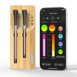 COOKIT 2 Probes Digital Bluetooth Thermometer, 700ft Meat Thermometer for Turkey Beef Rotisserie BBQ, Oven, Grill & Smoker-Effortless Steak Cooking