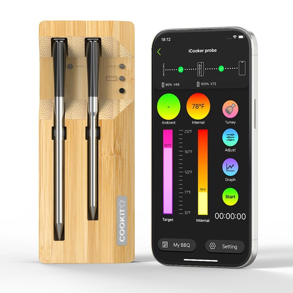COOKIT 2 Probes Digital Bluetooth Thermometer, 700ft Meat Thermometer for