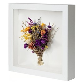 Leylve 3D Picture Frame for Filling, 20 x 20 cm, 3D Object Frame Deep 3 cm, Deep Picture Frame for Filling Photos, Bouquets, Drawings, Memorabilia, DIY Artwork, Medals (White)