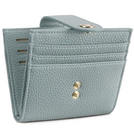 BOSTANTEN Slim Wallet for Women Small RFID Blocking Credit Card Holder Leather Bifold Wallets with Zipper Coin Pocket Light Blue