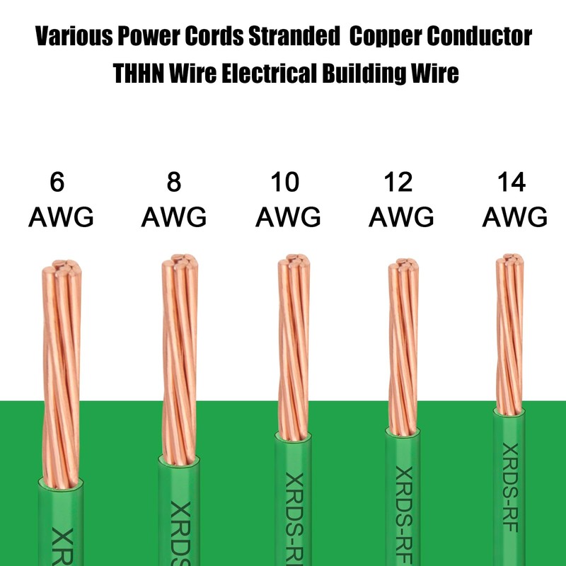 10 AWG THHN Stranded Bare Copper Wire 25FT Green Grounding