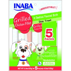 INABA Ciao Grilled Fillet Dog Treats (Chicken in Seafood Broth, 5 Pack)