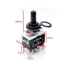 JZK Heavy Duty 6Pin 3 Position Rocker Metal Toggle Switch ON/OFF/ON DPDT 15A 0-250VAC Screw Terminal Metal Bat Switch with Boot Cap