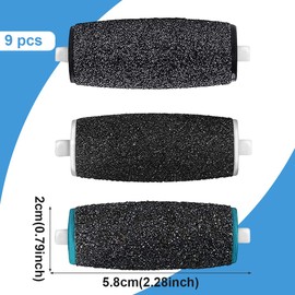 WUSJCOF Pack of 9 Replacement Rollers, Extra Coarse Refills for Electric Foot File, Compatible with Scholl Velvet Smooth, Pedicure Foot Care Set for Removing Hard Skin