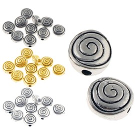 Pack of 50 Spiral Metal Beads Spacers 6 mm and 8 mm Silver Metal Beads Jewellery Part for Jewellery Making Accessories DIY Jewellery Crafts (Antique Silver 6 mm)