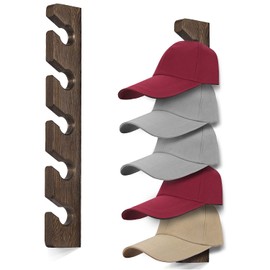keletop Hat Rack for Wall Baseball Cap Organizer Hanger (2 Pack) Modern Wooden Hat Holder Wall-Mounted Caps Display for Closet Door Bedroom Entryroom Laundry (Brown) …