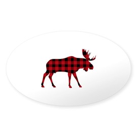 CafePress Plaid Moose Animal Silhouette Sticker Sticker (Oval 50 pk)