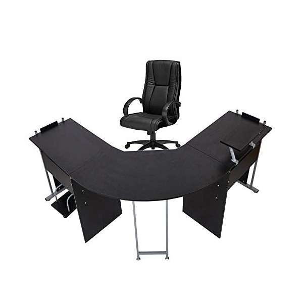 71" L-Shaped Desk -Large Desktop 22â Wide Wood Curved Corner