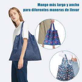 6 PiezasBolsas Plegables Reutilizables, Bolsas de Comestibles, Bolsa De Compra Ecológico, Alta Capacidad, Bolsas de Supermercado para Frutas,Verduras y Despensa Paquete de Compra