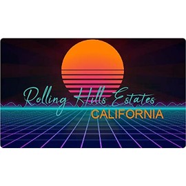 Rolling Hills Estates California 2 X 1.25-Inch Vinyl Decal Stiker Retro Neon Design