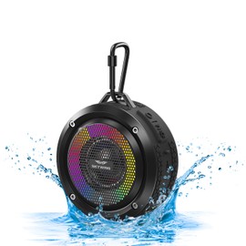 SKYWING Bluetooth Shower Speaker, Soundace S6 IPX7 Waterproof Portable Speaker with Suction Cup Hook Lanyard TWS RGB Lights,Wireless Mini for Bike,Boating,Hiking Outdoor(Black)